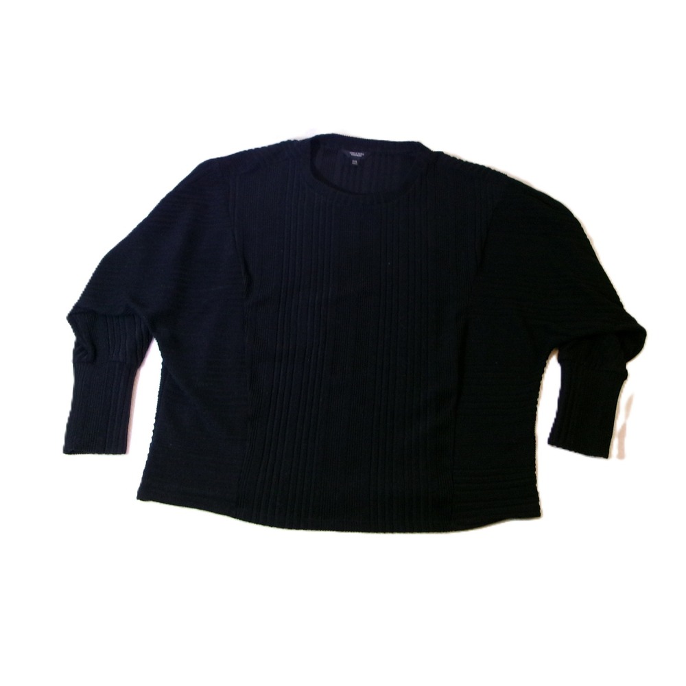 Simply Vera Vera Wang Black Ribbed Dolman Sleeve Sweater XXL Plus Size Womens